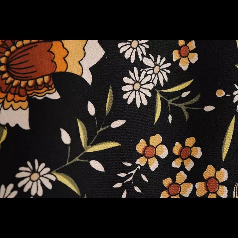 Boho gypsy floral print maxi kimono black orange - Picture 4 of 5